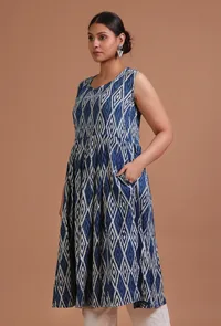 Blue Color Cotton Printed Dress image 4