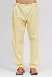 Set of 3: Yellow Stripe Nehru Jacket With Yellow Dobby Button Down Kurta and Pajama image 6