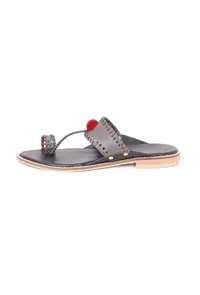 Grey Pom Pom Cruelty-Free Leather Sandal image 4