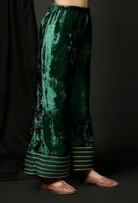 Bottle Green Velvet Pallazo image 2