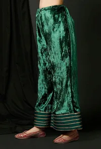 Bottle Green Velvet Pallazo image 3