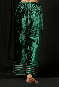 Bottle Green Velvet Pallazo image 4