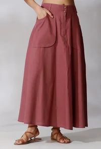 Set Of 2- Maeve Ikkat Reversible Wrap Around Shirt with Mauve Skirt With Pockets image 3
