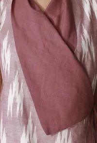 Set Of 2- Maeve Ikkat Reversible Wrap Around Shirt with Mauve Skirt With Pockets image 4