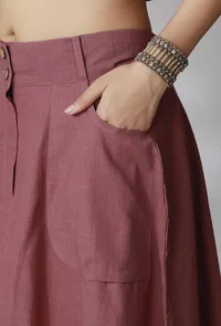 Set Of 2- Maeve Ikkat Reversible Wrap Around Shirt with Mauve Skirt With Pockets image 5