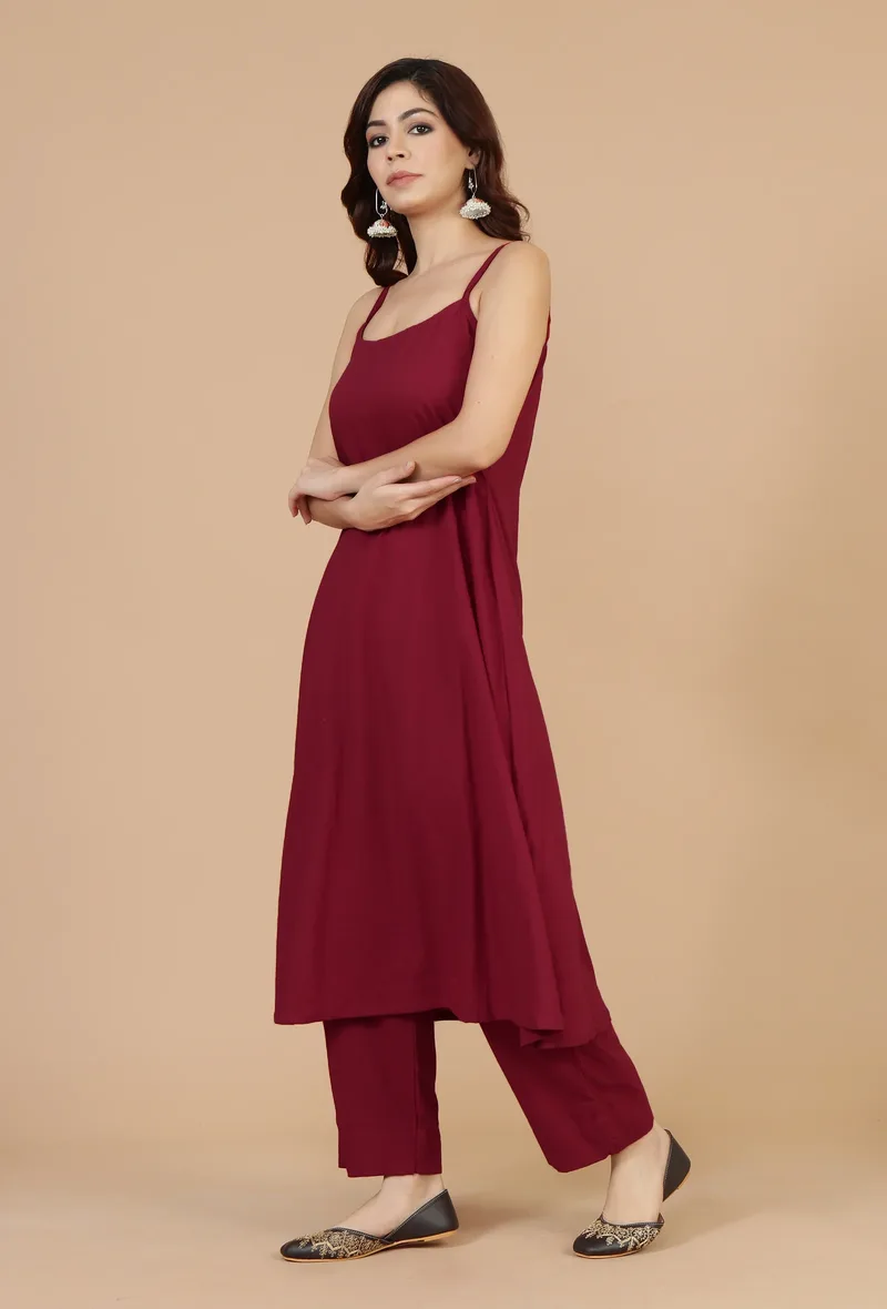 Ruby Red Strappy A-Line Cotton Slip