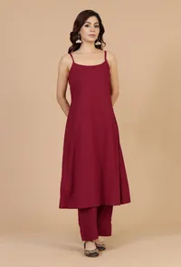 Ruby Red Strappy A-Line Cotton Slip image 2