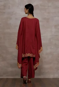 Parisa Pink Wool Front Open Poncho image 5