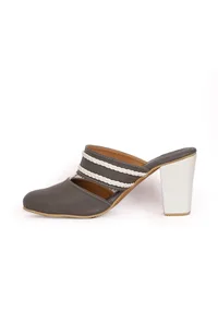 Grey Safed Braided Block Heels image 3
