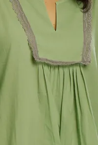Green Lacy Gathered Dress image 5