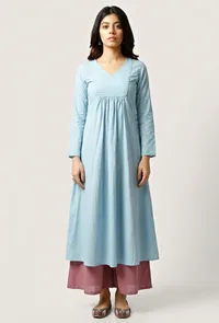 The Innocent Baby Blue Cotton Kurta image 2