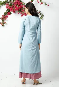The Innocent Baby Blue Cotton Kurta image 5