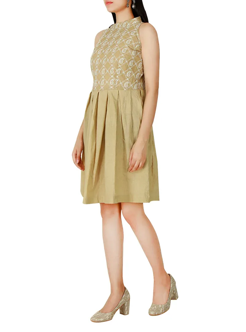 Faun Chikankari Cotton Mid-Length Dress