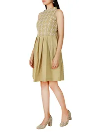 Faun Chikankari Cotton Mid-Length Dress image 1