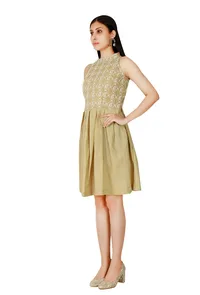 Faun Chikankari Cotton Mid-Length Dress image 3