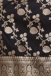 Black Color Semi Silk Dupatta With Zari Weaving image 5
