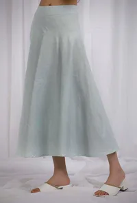 Green Cotton Striped Flared Skirt image 2