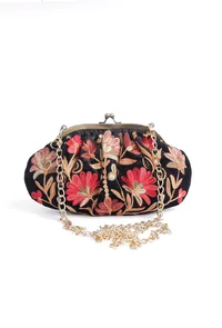 Black gathered clutch image 1
