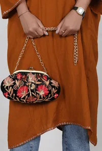 Black gathered clutch image 2