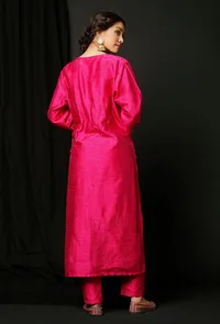 Pink Raw Silk Kurta image 3