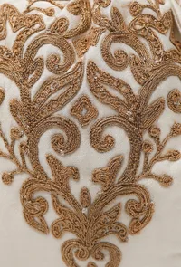 White Dupion Silk Potli with Gold Strings image 5