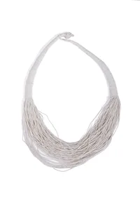 Ivory White Layered Thread Necklace image 2