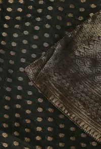 Set of 3: Grey Banarsi Kurta and Stripes Chanderi Silk Pallazo With Grey Banarsi Chanderi Dupatta image 4