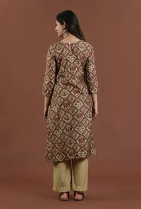 Heritage Patola Printed Tussar Silk Gathered Ethnic Kurta image 4