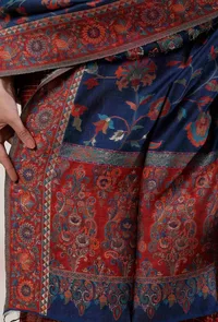 Set of 3: Black Kalidar Kurta with Palazzo with Blue Kani Dupatta image 3