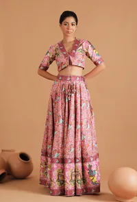 Set Of 2: Anika Allover Kalamkari Lehanga Set image 1