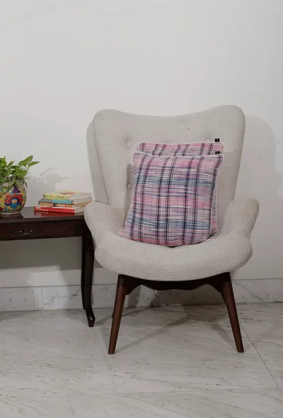 Set of 2: Rainbow Colored Handcrafted Jacquard Cushion Covers