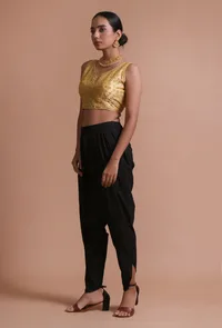 Golden Color Raw Silk Embroidered Blouse image 3