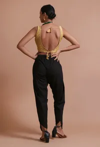 Golden Color Raw Silk Embroidered Blouse image 5