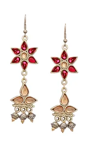 Pink-Yellow German Silver Afghan Earrings image 1