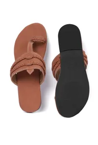 Tan Brown Cruelty free Leather inspired Kolhapuri image 4