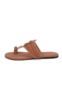 Tan Brown Cruelty free Leather inspired Kolhapuri image 6