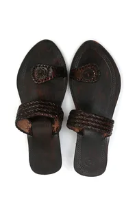 Neerja Braided Toe-Ring Cruelty-Free Genuine Leather Kolhapuri image 2