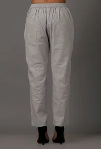 Set of 2: Powdered Blue Pure Woven Cotton Kurta and Pants image 6