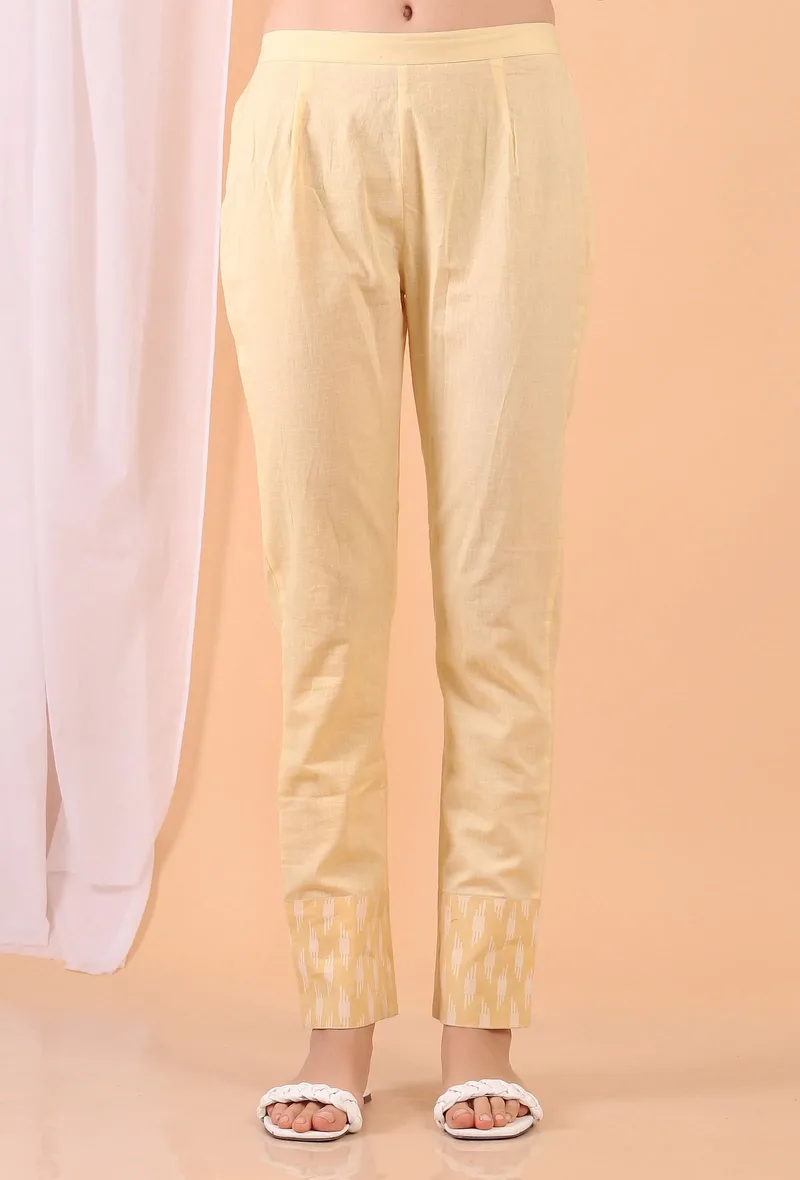 Lemon Tart Yellow Woven Cotton Pants