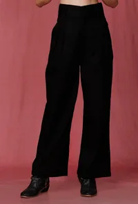 Black Plain Linen Pant image 1