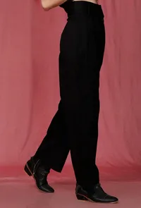 Black Plain Linen Pant image 2