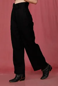 Black Plain Linen Pant image 3