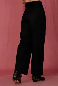 Black Plain Linen Pant image 4