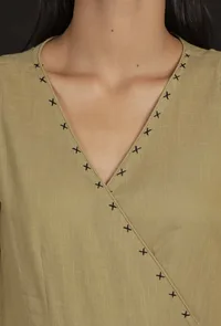 Cream Beige Angrakha Dress image 5