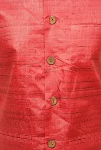 Scarlet Red Matka Silk Nehru Jacket image 6