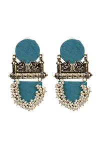 Handcrafted Fabric Peacock Style Earrings image 1