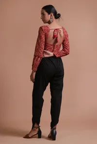 Maroon Cotton Ajrakh Printed Full Sleeve Blouse image 5