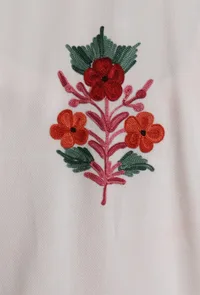 White Aari Embroidered Kashmiri Phiran-Free Size image 6