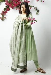 The Tasteful Light Green Kota Dupatta image 1