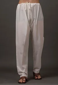 Set of 2: White Cotton Silk Check Kurta Pajama image 6